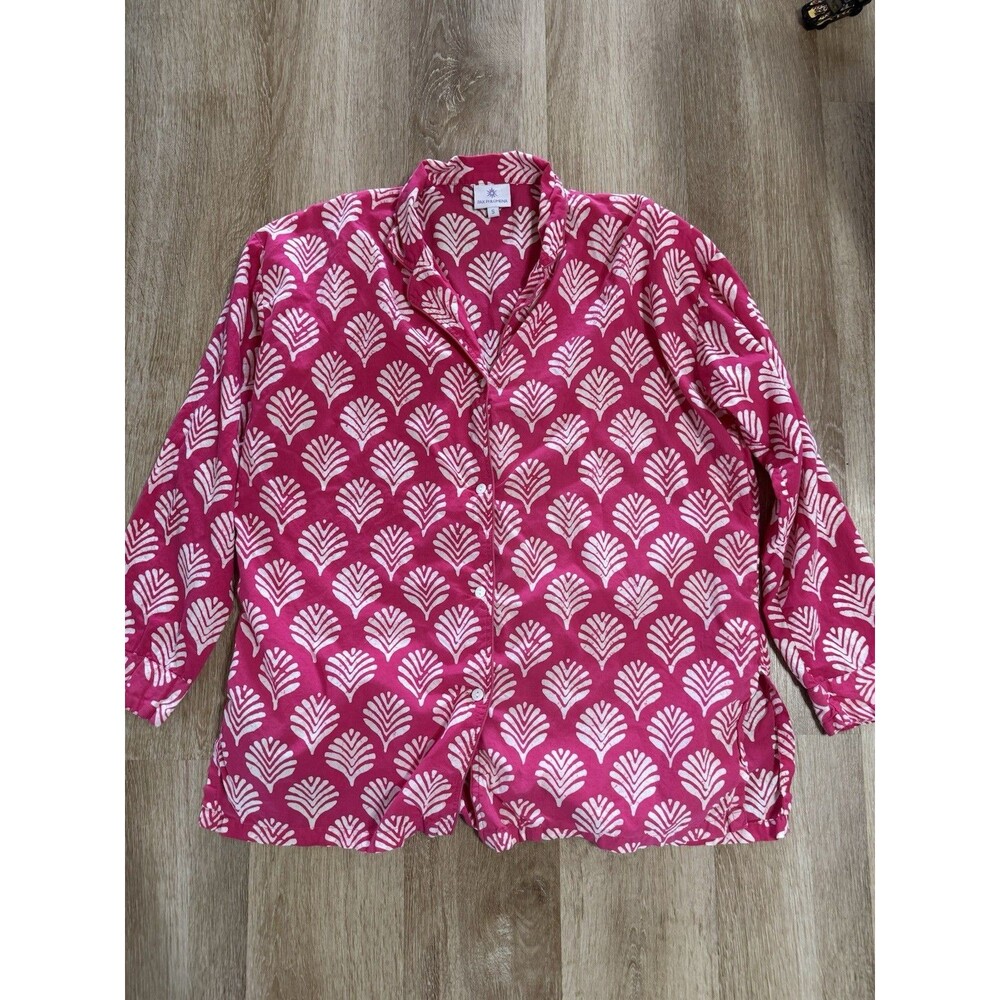 Pax Philomena Pajama Top Hot Pink White Cotton Size Small Women’s